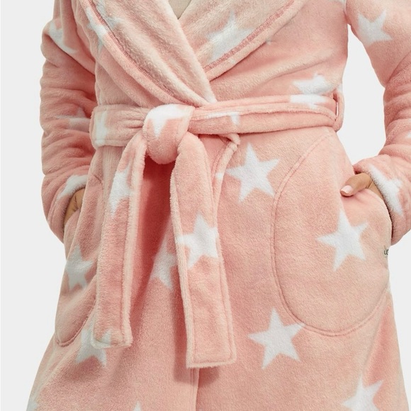 UGG Miranda XL Robe Pink Star Print Cozy Luxurious Preppy - Picture 12 of 12